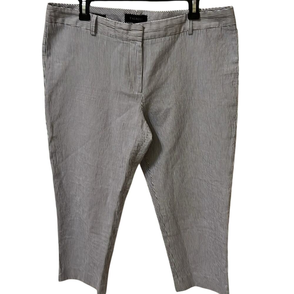 Talbots Seersucker Pants Women's Plus Size 14 Classic Prep Coastal Summer Vaca